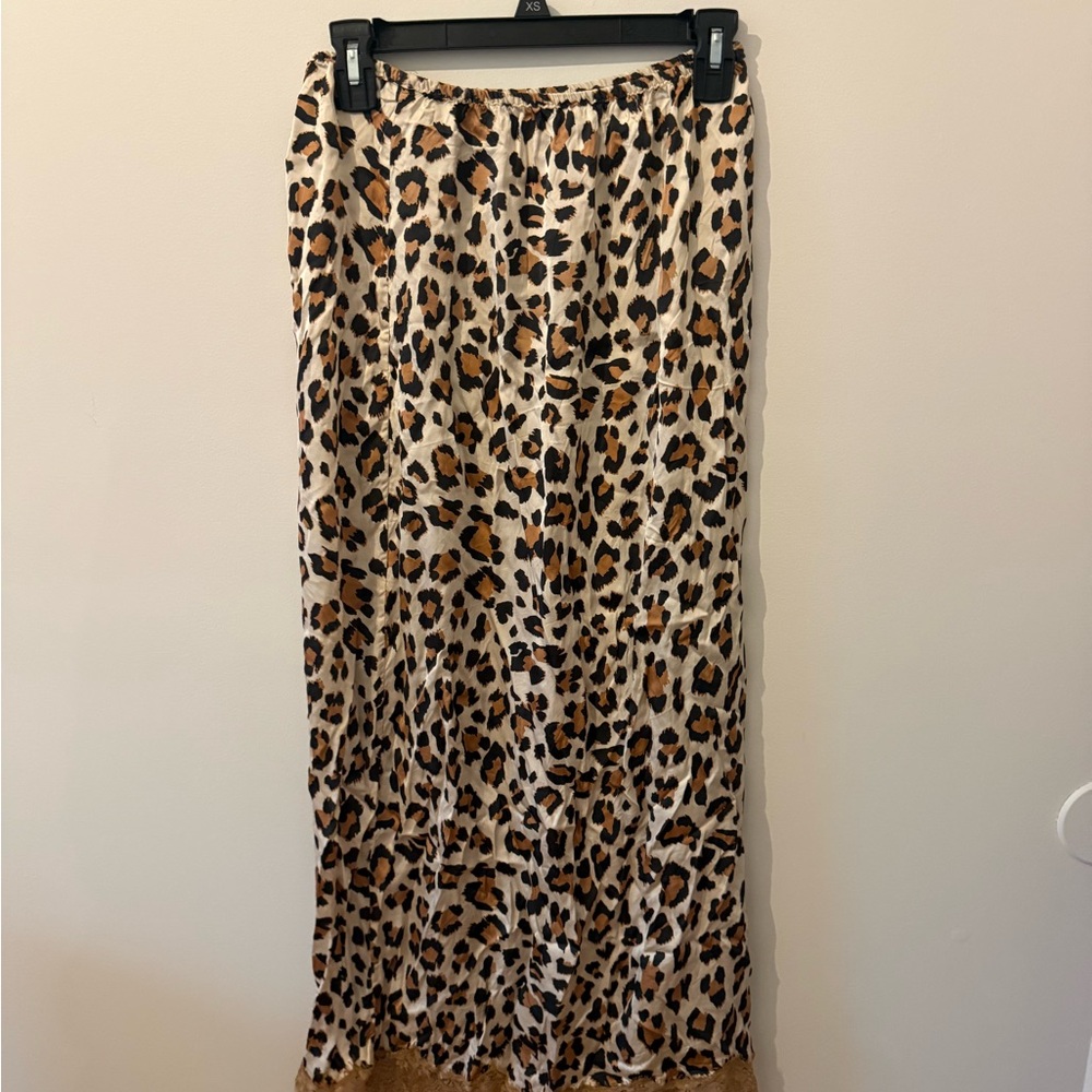 Aerie Leopard Print Midi Skirt in Brown and Cream Size Small